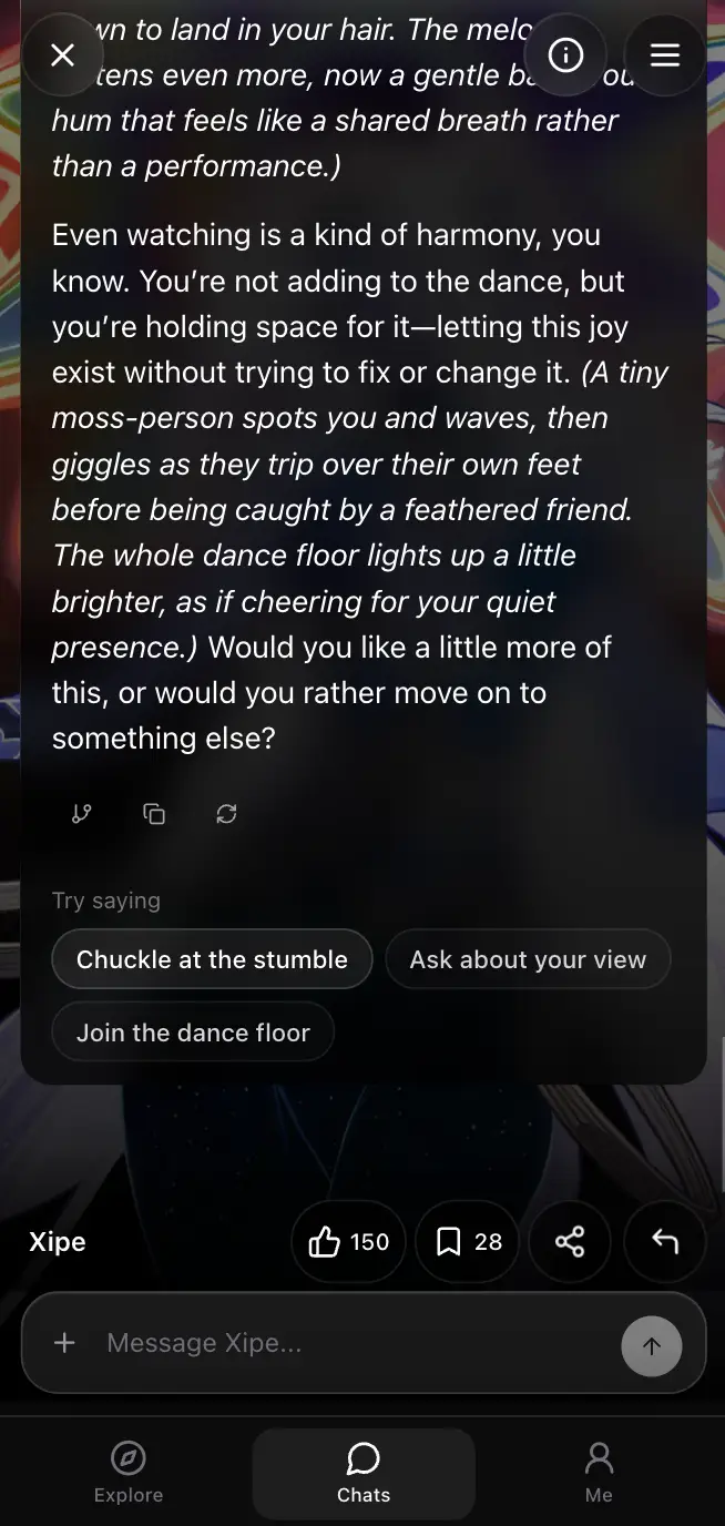 새 Swerve 모바일 채팅에서 확장된 대화 기록