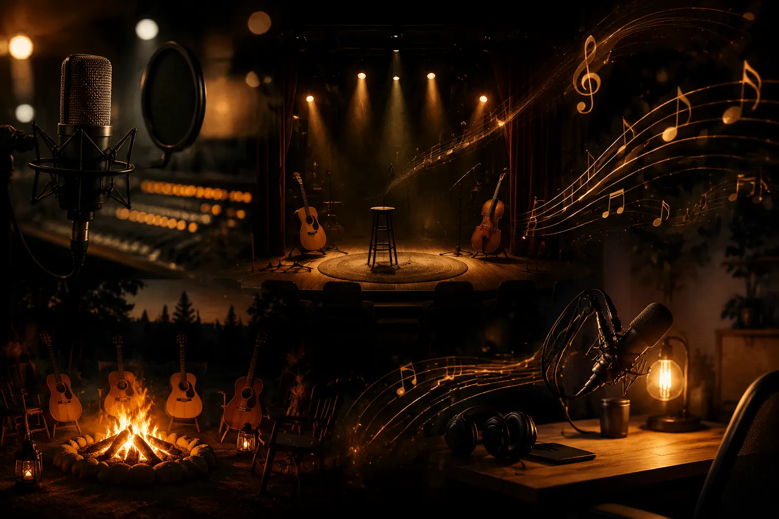 Live acoustic performance and recording setup